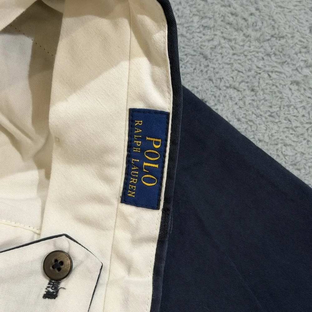 Polo Ralph Lauren Mens 38x33 Cuffed Trousers Slash Pockets Pants Flat Front READ